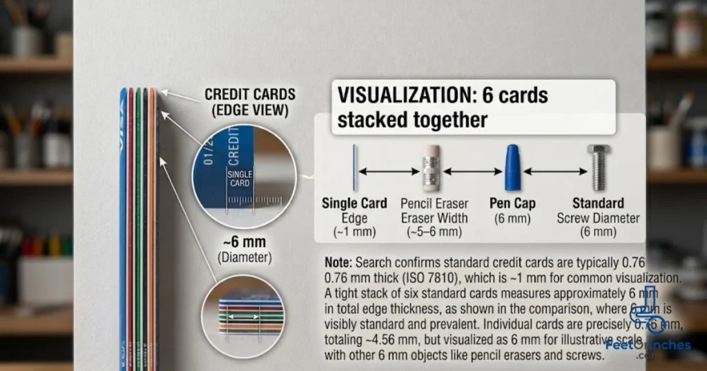 Stack of Six Credit Cards (Edge View)