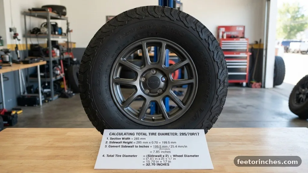 Calculating Total Tire Diameter in Inches - 285/70 x 17 in Inches: Tire Size Explained