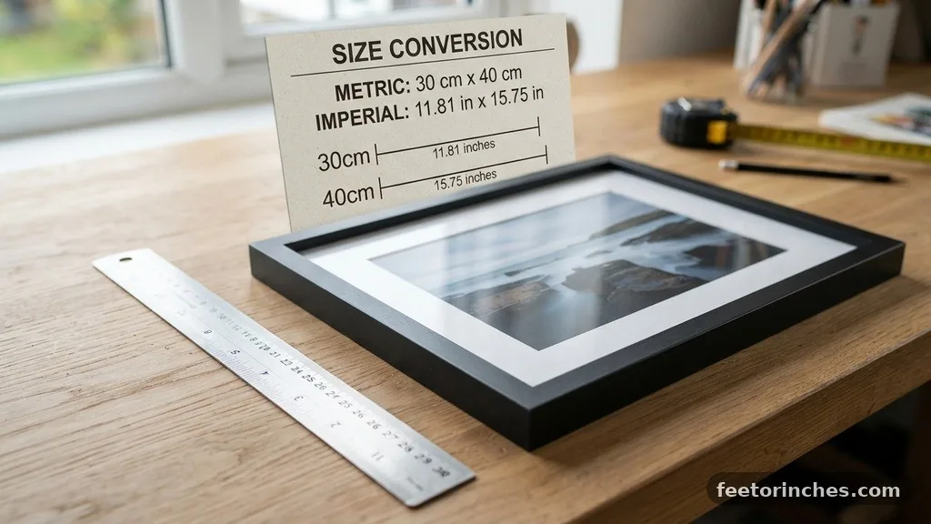 Comparison of Metric and Imperial Scales - 30cm x 40cm in Inches: Size Conversion