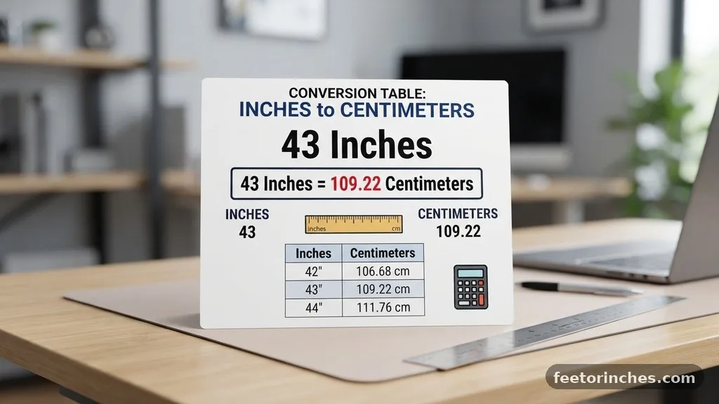 Conversion Values for 43 Inches - 43 Inches in cm: How Many Centimeters?