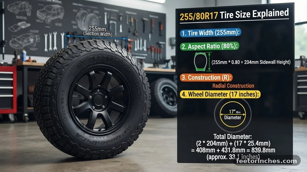 The Mathematical Breakdown of Tire Size - 255/80R17 in Inches: Tire Size Explained